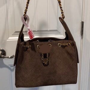 Elegant Brown Quilted Handbag